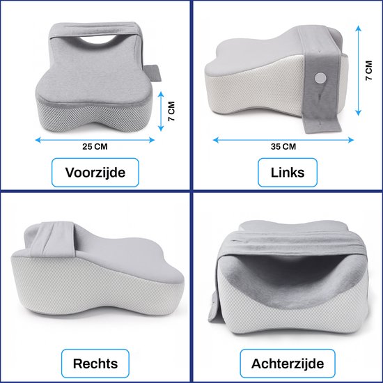 Coussin de genou pour le lit - Coussin de jambe - Coussin orthopédique de genou - Coussin de grossesse - Coussin de soie - Gris