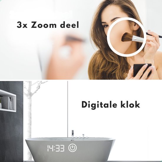 Mirlux Miroir de salle de bain avec éclairage LED et chauffage - Miroir mural rectangulaire - Miroir de douche anti-condensation - 160x80CM