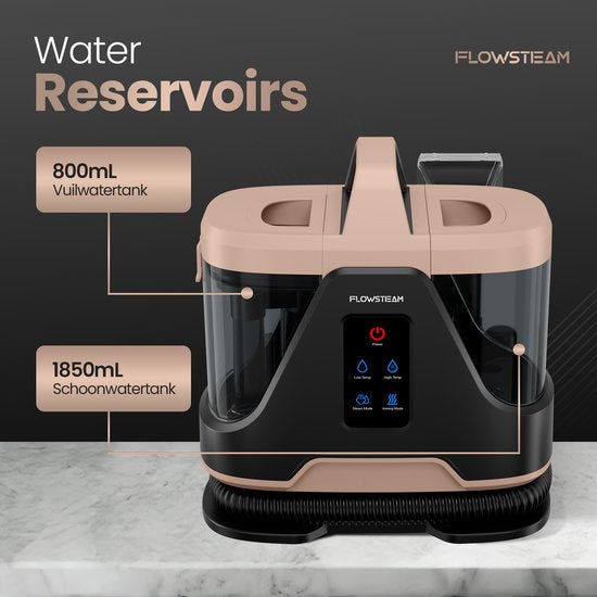FLOWSTEAM® 6-in-1 Steam Cleaner PRO - Nettoyeur de tapis - Nettoyeur de taches - Nettoyeur à main - Nettoyeur de sièges - Vapeur à 100°C - 4 modes de vapeur - 90 minutes de vapeur - Cordon de 5M