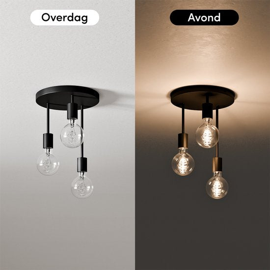 Nolt Ceiling Lamp - Plafonnier - 3x E27 Lampes - Industriel - ⌀ 28cm - Noir