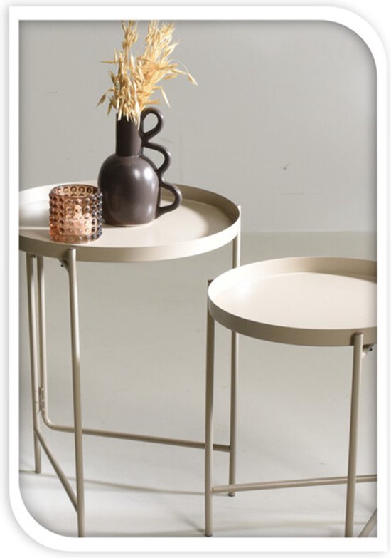 Home & Styling Tables d'appoint/porte-plantes - 2 pièces - champagne/doré - métal - D31 x H38 cm/D36 x H45 cm