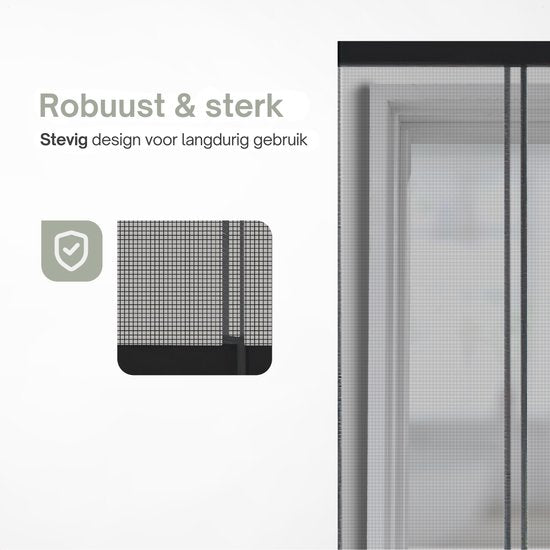 O'DADDY® Fly Curtain Slatted Screen - 150x260 cm - Rideau de porte - Design ajustable - Fibre de verre - Moustiquaire de porte noire