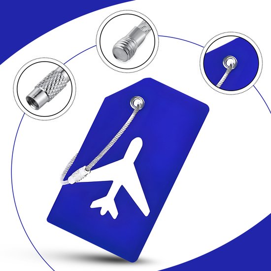 EverNeeds Etiquette de bagage - Silicone - Etiquette de bagage pour valises - Etiquettes de bagage - Bleu - 5 pièces