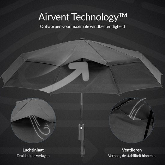 Parapluie tempête Nohrd - Noir - Parapluie pliable - Perméable au vent - 140 km/h - Parapluies tempête - Pliage et dépliage automatique - Parapluies - Housse de protection incluse