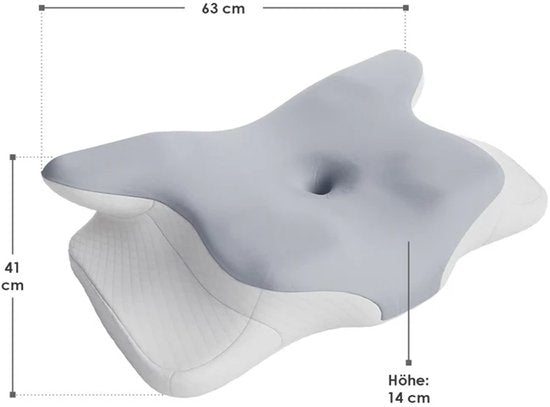 Oreiller de nuque - Mousse à mémoire de forme - Blanc / Gris - Lot de 2