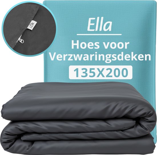 Housse pour la couverture d'aggravation d'Ella 135 x 200 CM - 7 KG & 9 KG - Housse en 100% coton biologique - Anthracite