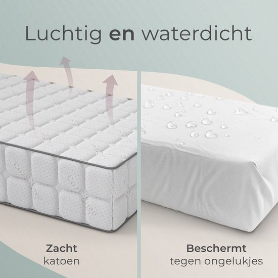 CozySense® Baby Mattress 60x120 - Lit bébé - Pour les bébés et les jeunes enfants - Housse 100% coton - Imperméable et hypoallergénique - Mousse à mémoire de forme au gel réduisant la pression