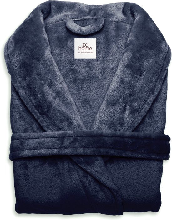 ZoHome Peignoir Cara Long - Polaire - Taille L - Bleu Indigo