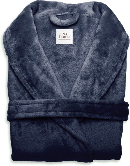 ZoHome Peignoir Cara Long - Polaire - Taille L - Bleu Indigo