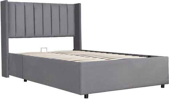 Lit capitonné Savona - 200 x 120 cm - Gris foncé - Tiroir de lit inclus