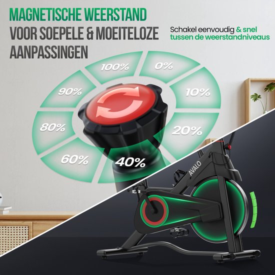 Avalo Indoor Cycle - Vélo d'exercice - Vélo de spinning - Système de résistance magnétique - Ordinateur d'entraînement et écran LCD
