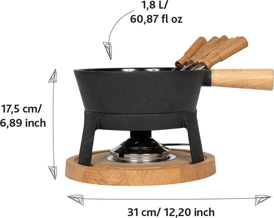 Boska Fondue Set Pro L - Set à fondue au fromage - Pour tout type de cuisinière - Fonte robuste et incassable - 1.8 litres