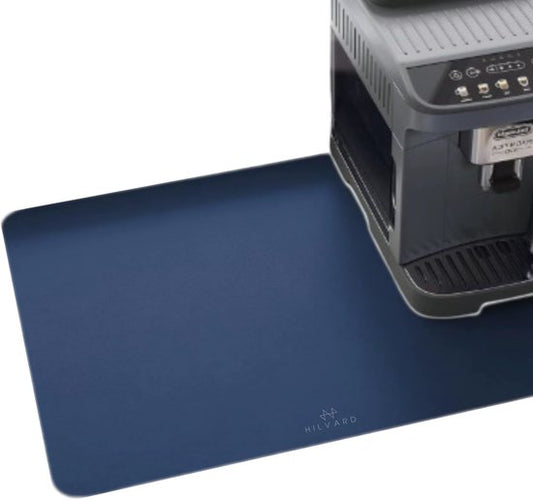 Hilvard - Tapis anti-gouttes - Tapis d'inviolabilité - Tapis à café - 40 x 30cm - Tapis anti-gouttes absorbant - Bleu marine