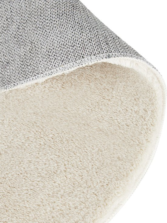 tectake® Tapis à poils courts - Rond - Ø120 cm - Crème - 1630 g/m² de poids de poils - Tapis pour le salon, la chambre à coucher, la salle à manger - Facile d'entretien et lavable - Sous-couche antidérapante - Antiallergique - Diverses tailles et couleurs