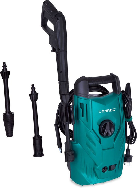 VONROC V14C-1 nettoyeur haute pression - 1400W - 110 bar - 390 l/h - Compact - tuyau de 5m, buses et accessoires inclus