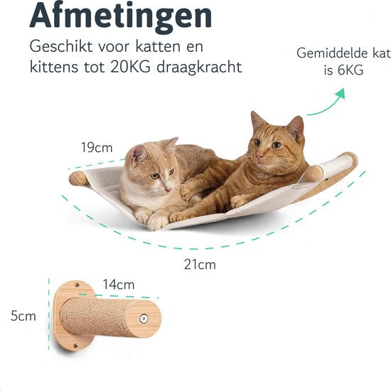 LBB Mur d'escalade pour chat avec hamac - Griffoirs avec hamac - Mur d'escalade - Mur de griffoirs - Griffoirs pour grands chats - Jouets pour chats