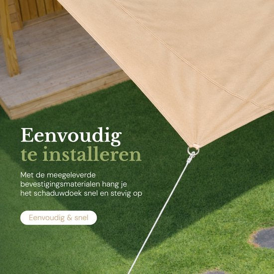 O'DADDY® Toile d'ombrage 4x3m Rectangle - Voile solaire - Filet d'ombrage - Store avec matériel de fixation - Imperméable - Protection solaire UV30 - Beige