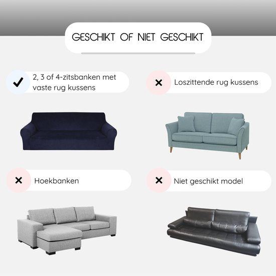 Hilvard - Housse de canapé 2 places - (145 -175 cm) - Gris - Velours - Stretch - Housse de canapé - Housse de meuble - Contre les dommages et les taches - Housse de siège - Housse de siège