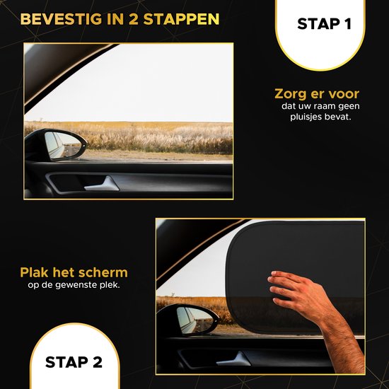 Toivo Car Sunshades Set Of 2 Pieces - Self-adhesive - 31 x 51 cm - UV Protection - Side Window Sunshade - Sun protection Window - For Child and Baby - Black