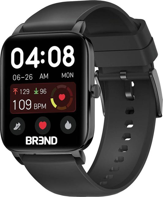 BREND Smartwatch pour femmes et hommes - podomètre, tensiomètre et cardiofréquencemètre - montre de sport - étanche - noir