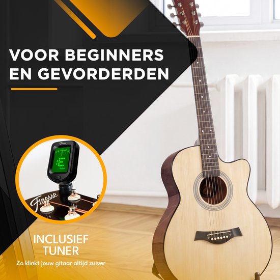 Finesse Acoustic Guitar - with Video Course - 4/4 40" - Western Guitar - Guitare enfant et adulte - Natural