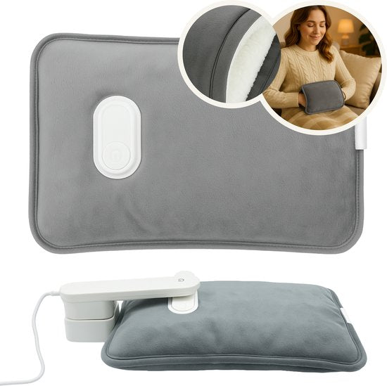 STAUS&BACH Aura - Bouillotte électrique avec manchon pour les mains - Polaire - Bouillotte bébé - Bouillotte bébé - Gris