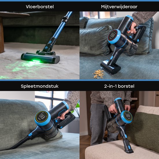 Ølven Aspirateur balai CleanMax - Sans fil - 400W - Dépoussiéreur - Batterie 55Min - Aspirateur sans sac - Fonction Aroma