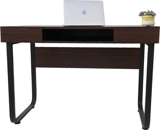 Bureau ordinateur table Sturdy - laptop desk - industrial vintage - black metal brown wood