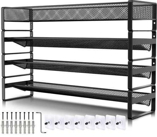 Soothe Spice Rack Standing and Hanging for 40 Spice Jars - 4 Layers - Spice Organiser - Spice Rack - Noir