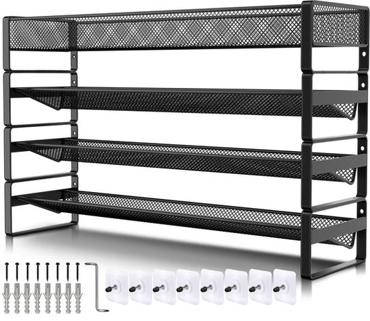 Soothe Spice Rack Standing and Hanging for 40 Spice Jars - 4 Layers - Spice Organiser - Spice Rack - Noir