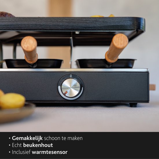 BOSKA Raclette Gourmet Party - Pour 8 personnes Bois de hêtre Acier - Set gourmet