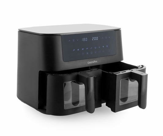 GreenPan - Double airfryer Bistro - 4L+4L - 9 programmes - Affichage digital Led - Arrêt automatique - noir - Sans PFAS