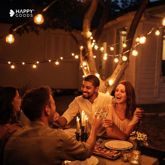 Happy Goods - Guirlandes de Noël - 7m - 50 LED solaires - Guirlandes de jardin solaires - Guirlandes de jardin solaires - guirlandes en cristal ø 2,5 cm - Durable