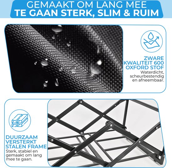 TerraGear Wagon pliable - Wagon avec toit et poignée - Noir - Capacité 120L - Capacité de charge 150KG