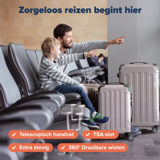 TRVLMORE Set de valises - 2 pièces - 45L Hand Luggage + 115L Spacious Luggage - TSA Lock - Lightweight - Travel Suitcase Set - Rose Gold