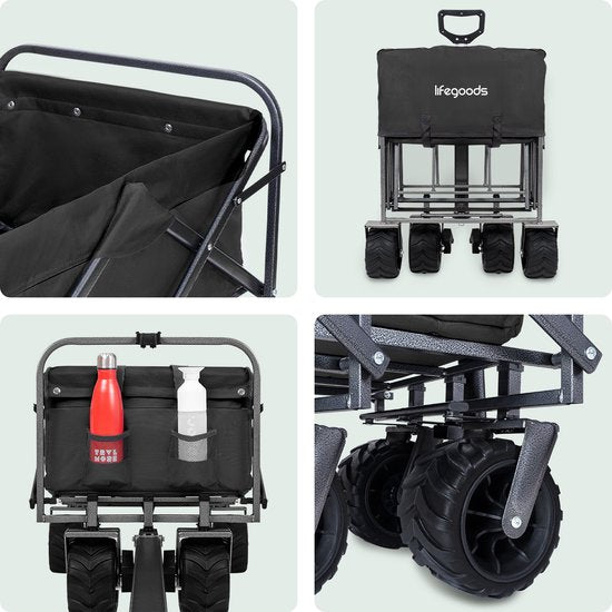 LifeGoods Wagon - Pliable - Capacité de charge 80KG - 94L - Polyester lavable - Noir