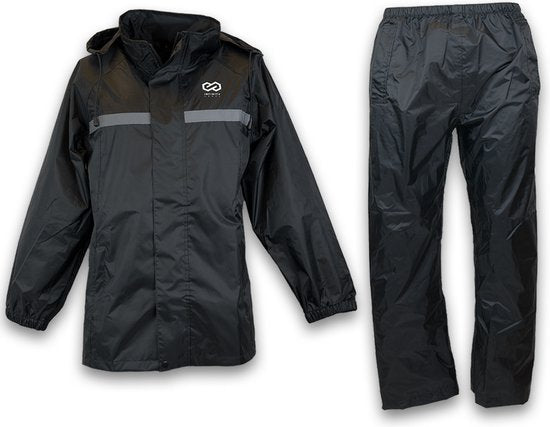 Combinaison de pluie Infinity Goods - Femmes et hommes - Taille XL - Imperméable et respirant - Réfléchissant - Noir