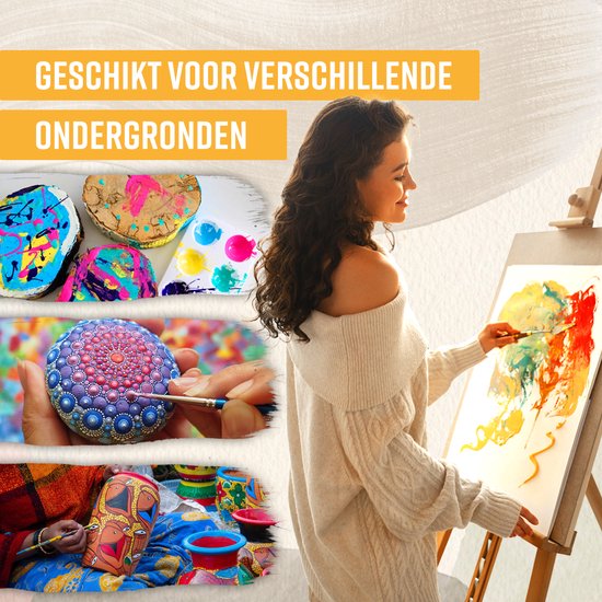 NAPI Peinture Acrylique 12x75 ML - Grandes Bouteilles - Cercle de couleurs inclus - Set Advantage - Peinture Hobby - Peinture Acrylique - 12 Couleurs