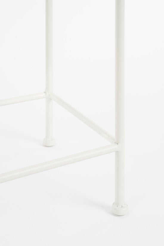 Mica Decorations Table d'appoint d'extérieur Odile - Lot de 3 - L28 x L28 x H67 cm - Métal - Marron, Blanc