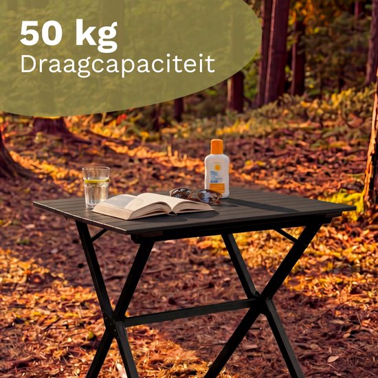 TRVLMORE Table de camping - 80x58x71 cm - Légère avec structure en aluminium - Table pliante réglable - Table de camping - Table pliante - Noir