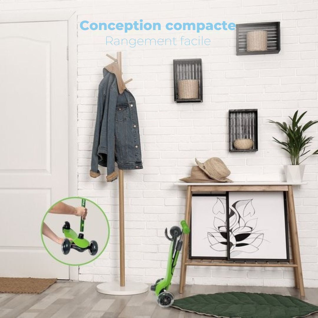 Trottinette pour enfants LifeGoods - 2-5 ans - 3 roues LED lumineuses - Hauteur réglable - Garçons/Filles - Vert
