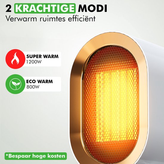 Travelhawk Chauffage électrique - Chauffage céramique - 3 niveaux - 1200W Chauffage - Chauffage électrique avec indication LED - Rotatif - Noir