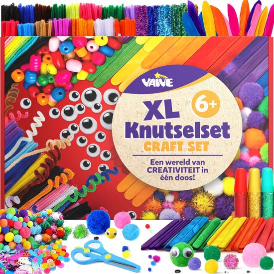 Vaive Craft Set 905-piece - Crafting Girls & Boys - Beads, Feathers, Pompoms & Wiggle Eyes - Craft Case - Crafting Supplies - Crafting kits