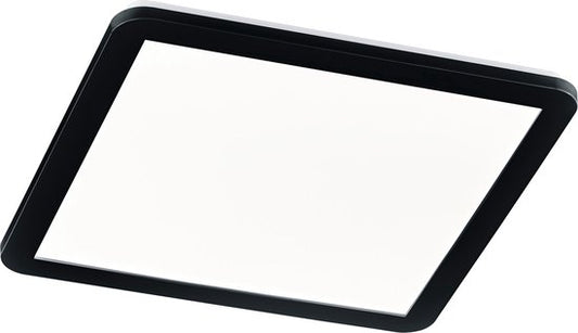 Trio leuchten - Plafonnier LED - 22W - Blanc chaud 3000K - Anti-éclaboussures IP44 - Dimmable - Carré - Noir - Plastique