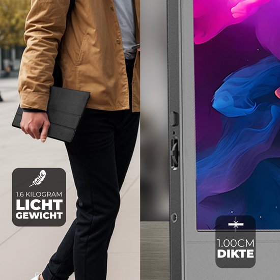 Moniteur portable Denver - Full HD - 15,6" - Moniteur portable - Étui en cuir - HDMI - USB-C - PMO15604