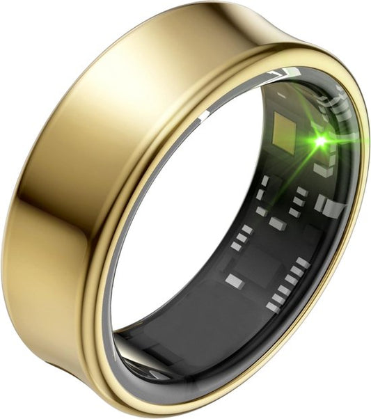 Focus® S2 Smart Ring - Or - Taille 8 - AI Coach - Fréquence cardiaque - Cycle menstruel - Moniteur de sommeil - Score de récupération - Smart Ring - Performance sportive - Podomètre - IP68 Waterproof - Mesure de l'O2 - Femmes - Hommes - Wearables - Etui d