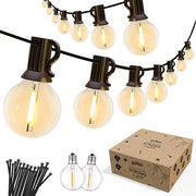 Partizzle Guirlande lumineuse étanche de 15m - Guirlande de 25 LEDs - Guirlande lumineuse de Noël pour l'extérieur, la terrasse et le camping - Lumières de Noël / Lumières de jardin - 2700k / Blanc chaud