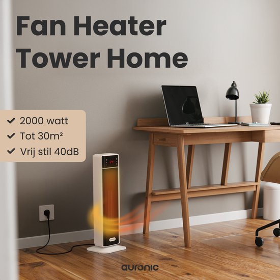 Fourneau électrique Auronic - Fourneau en céramique - Fourneau à tour - 2000W - Blanc