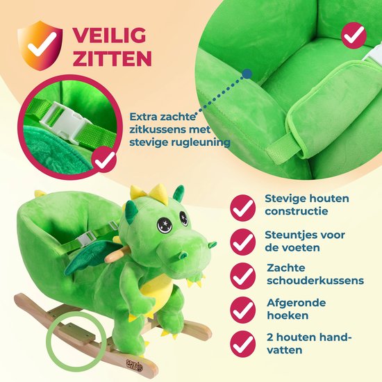 Spielwerk Fauteuil à bascule enfant dino avec ceinture de sécurité