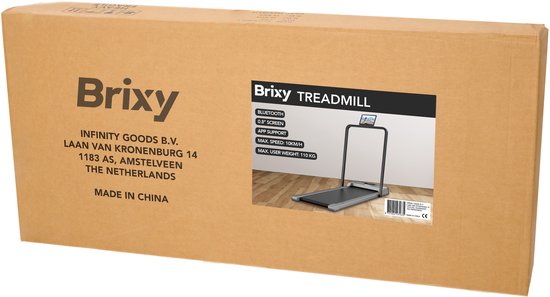Tapis de course Brixy pour la maison - Bluetooth - 1-10 km/h - pliable - 120 x 53 x 12 cm - Anthracite